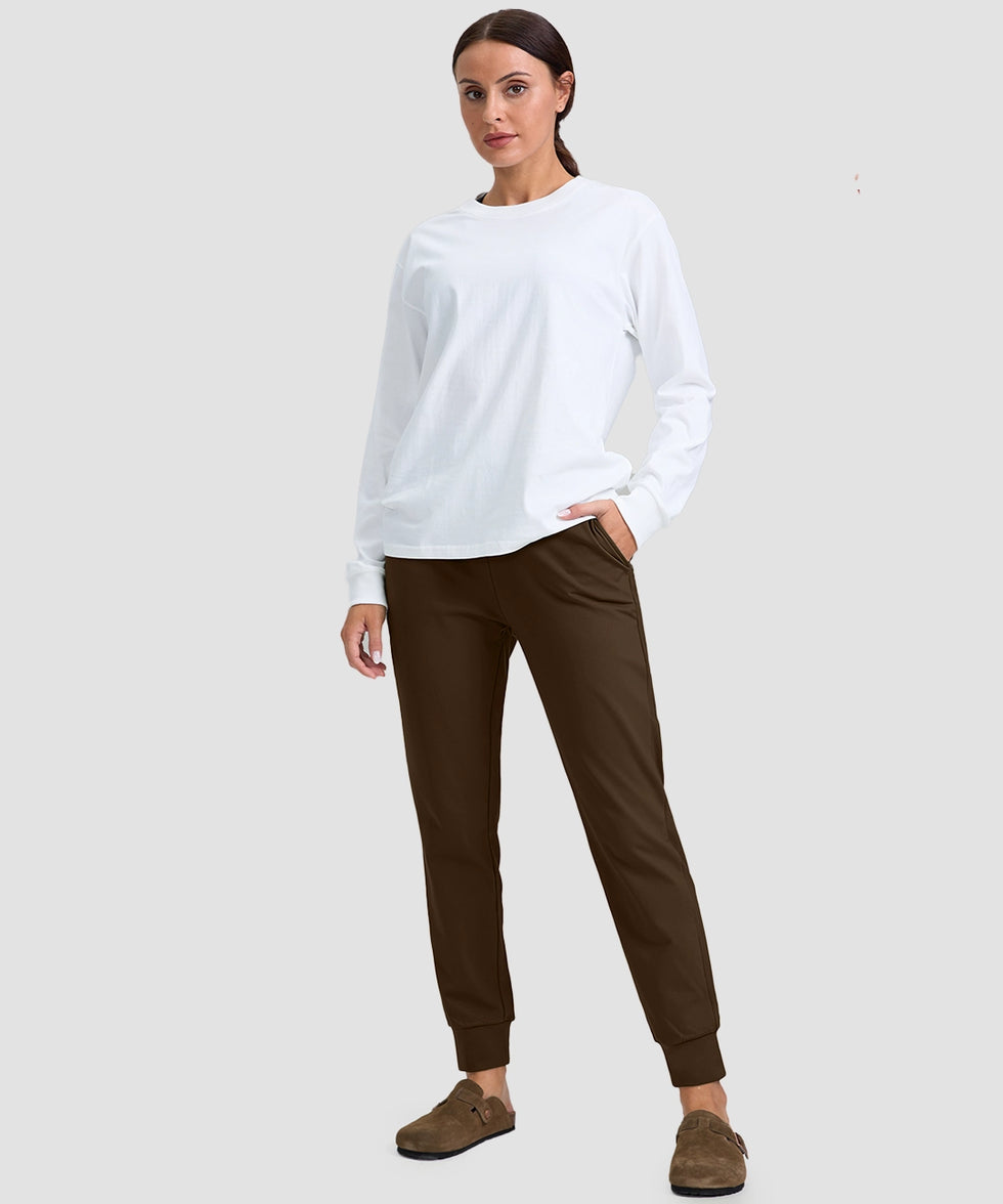 women's pull-on thermal joggers in brown - matching outfits view