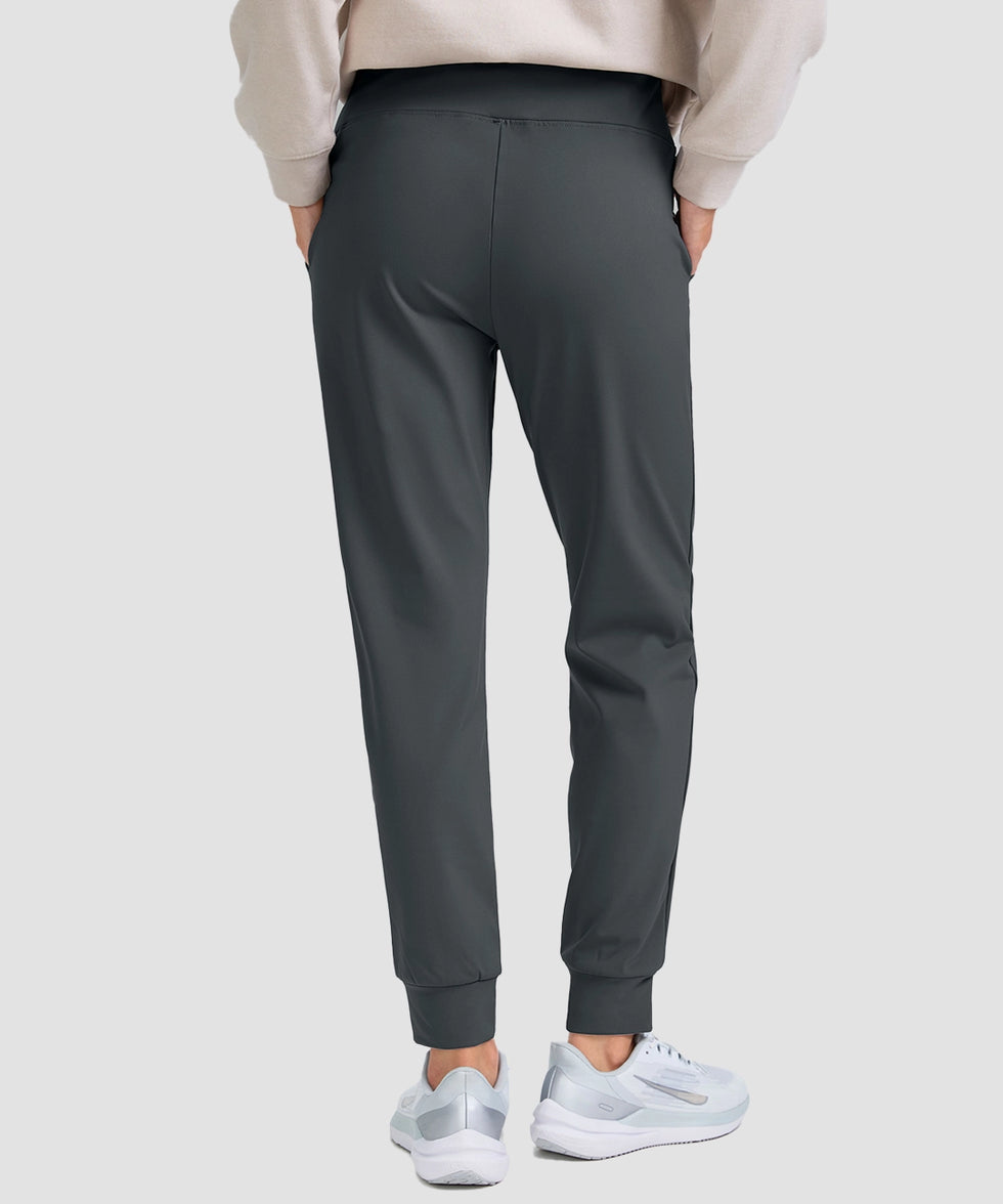 women's pull-on thermal joggers in dark gray - back view