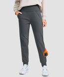 women's pull-on thermal joggers in dark gray - front view