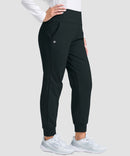 women's pull-on thermal joggers in gray - side view