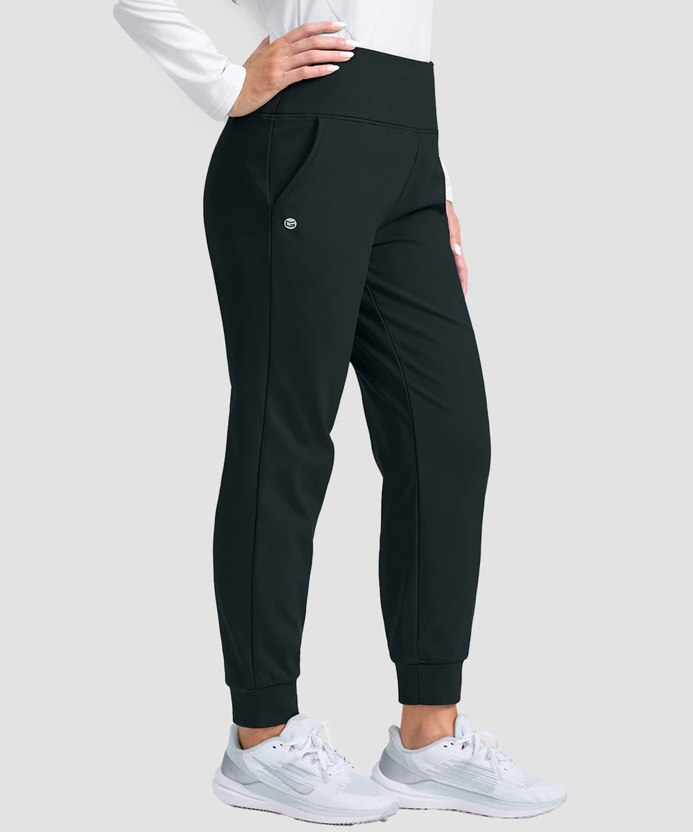 women's pull-on thermal joggers in gray - side view