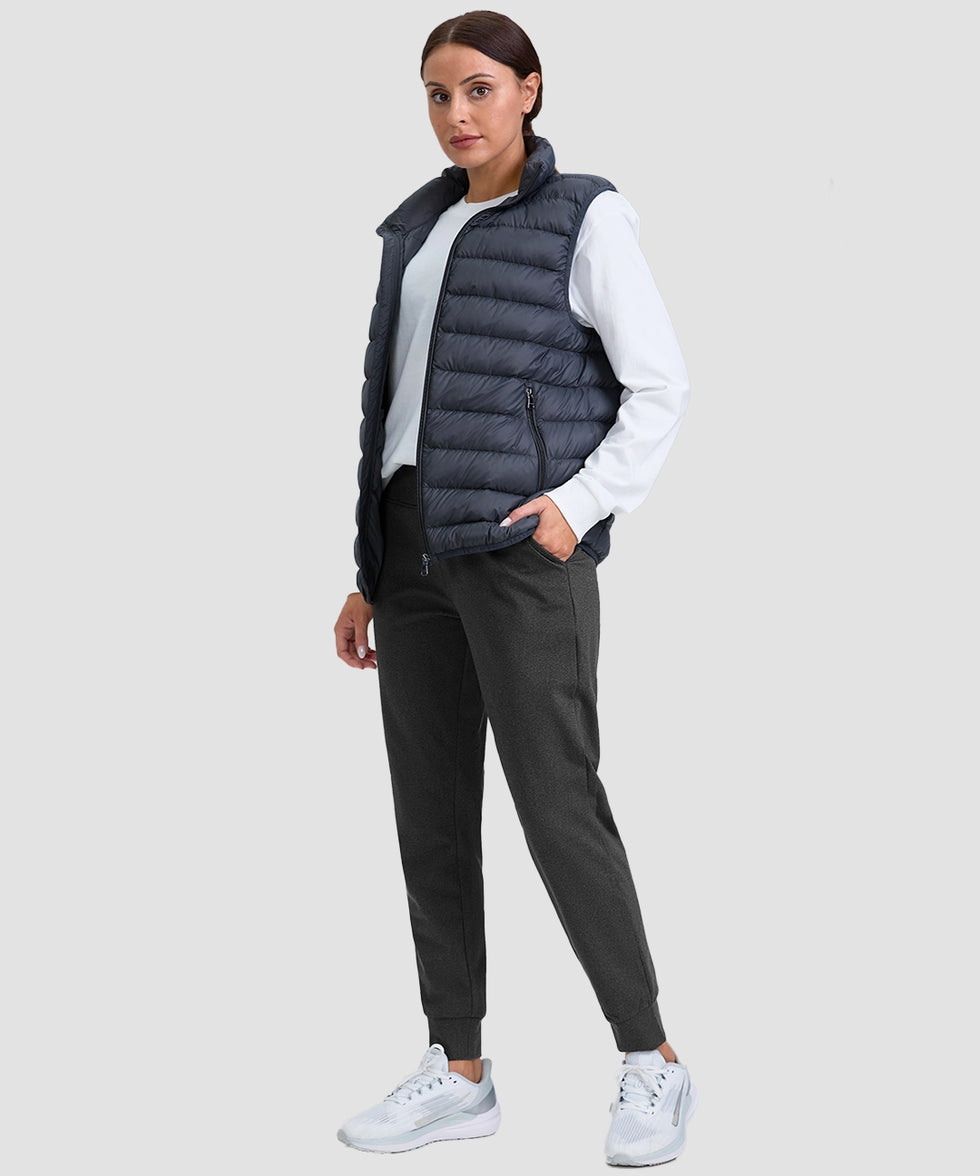 women's pull-on thermal joggers in heather charcoal - matching outfits view