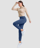 women's pull-on thermal joggers in indigo blue - matching outfits view