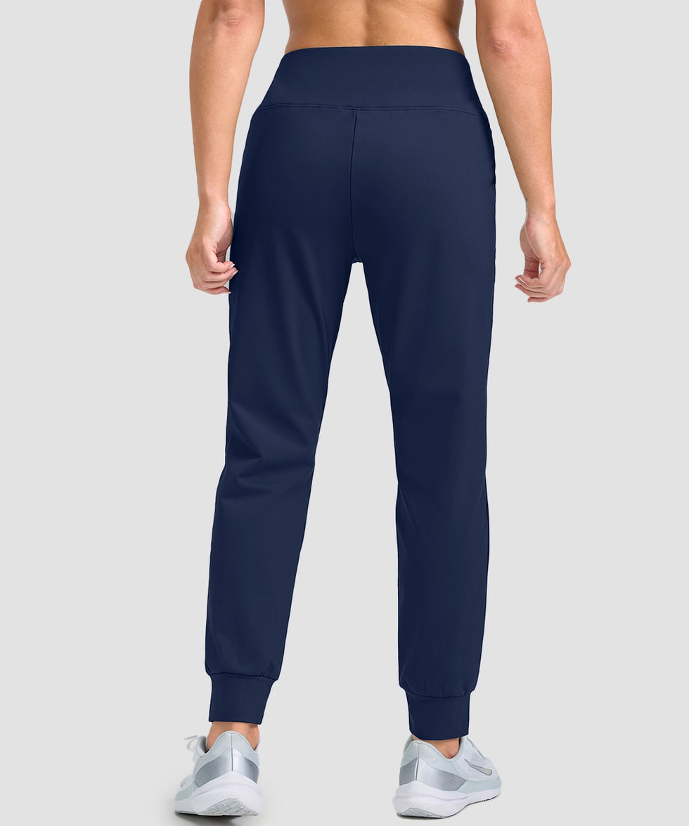 women's pull-on thermal joggers in navy - back view