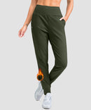 women's pull-on thermal joggers in olive green - front view