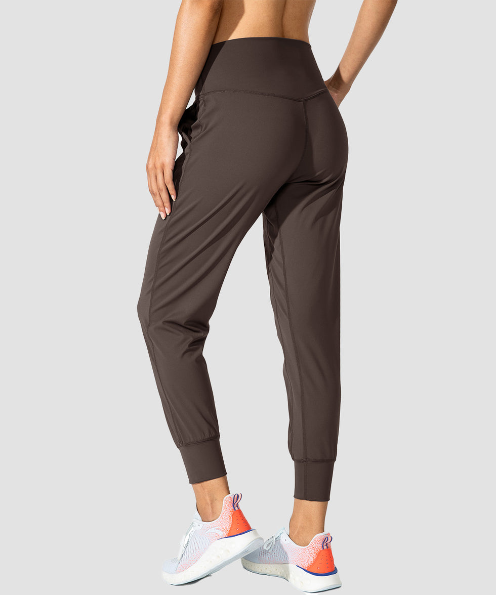 women's pull-on with pockets jogger in brown - back view