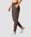 women's pull-on with pockets jogger in brown - side view