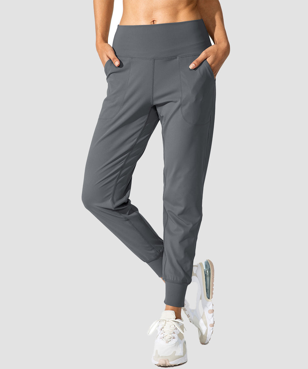 women's pull-on with pockets jogger in dark grey - front view