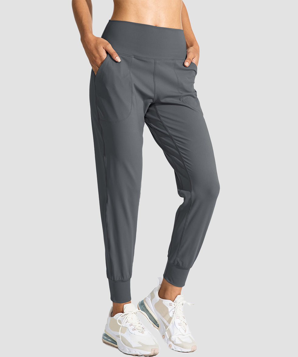 women's pull-on with pockets jogger in dark grey - side view