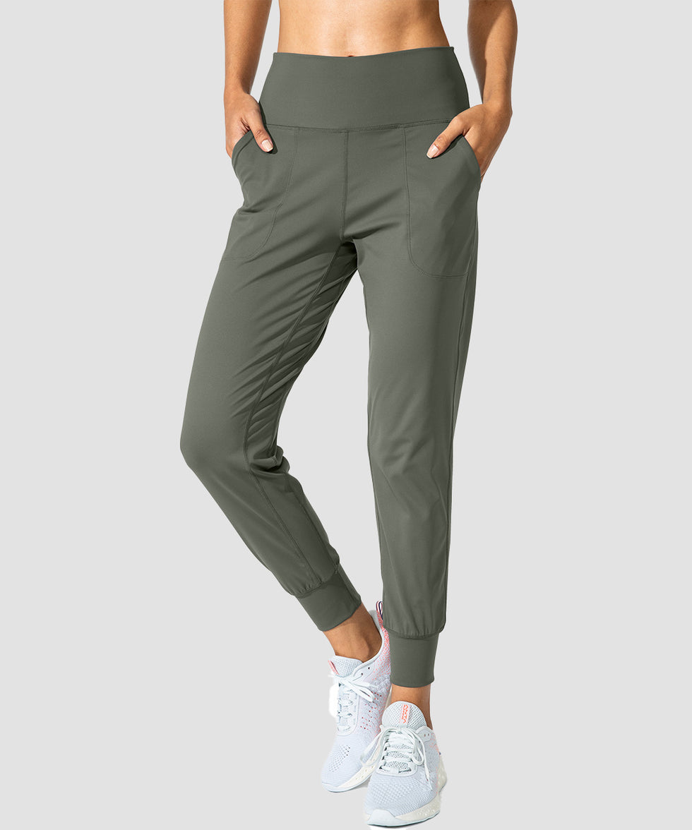 women's pull-on with pockets jogger in grey sage - front view