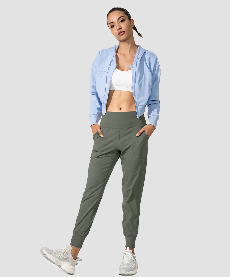 women's pull-on with pockets jogger in grey sage - match view