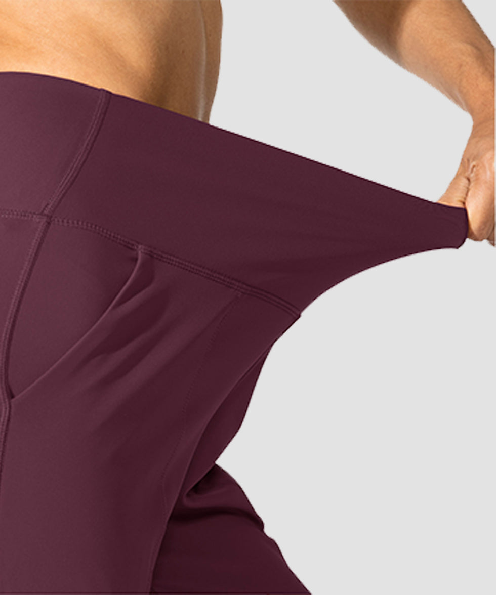 women's pull-on with pockets jogger in maroon - waist detail view