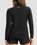women's quarter zip sun protective pullover in black - back view