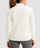 women's quarter zip sun protective pullover in bone white - back view