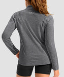 women's quarter zip sun protective pullover in heather dark gray - back view