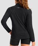 women's quarter zip sun protective pullover in heather gray - back view