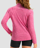 women's quarter zip sun protective pullover in heather rose - back view