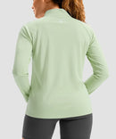 women's quarter zip sun protective pullover in mint green - back view