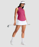 women's sleeveless zip up polo shirts in rose red - matching outfits view
