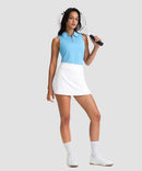women's sleeveless zip up polo shirts in sky blue - matching outfits view