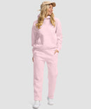 women's solid color oversized fleece hoodie in pink - matching outfits view