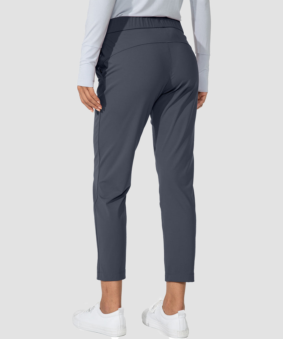 women's straight-leg pant 7/8 length in dark gray - back view