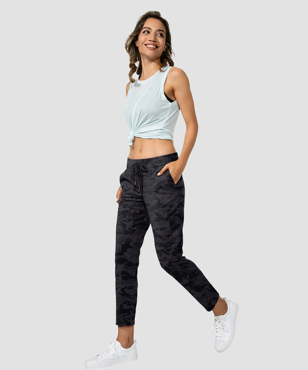 women's straight-leg pant 7/8 length in gray camo - matching outfits view