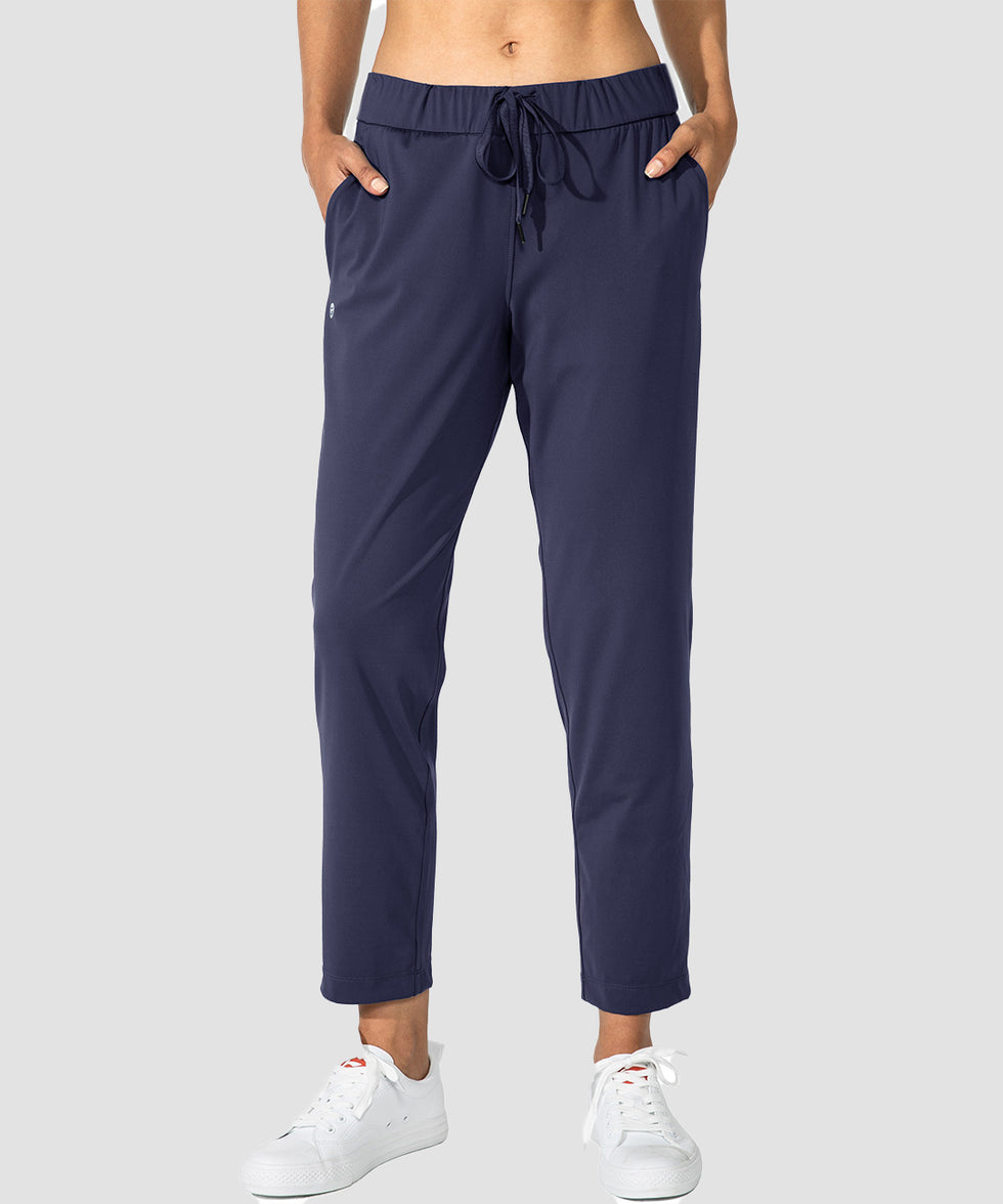 women's straight-leg pant 7/8 length in navy - front view