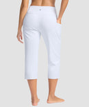 women's straight leg yoga capri pants in white - back view