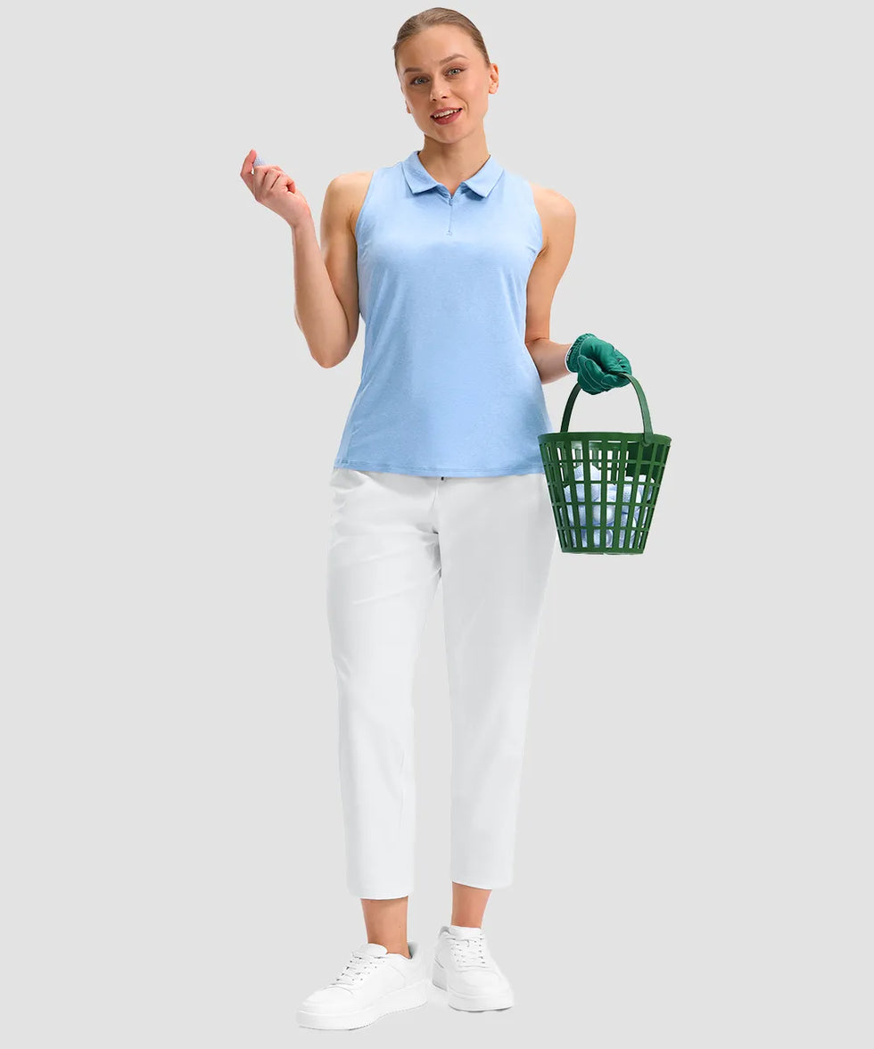 women's stretchy waist with pocket ankle pants in white - side view