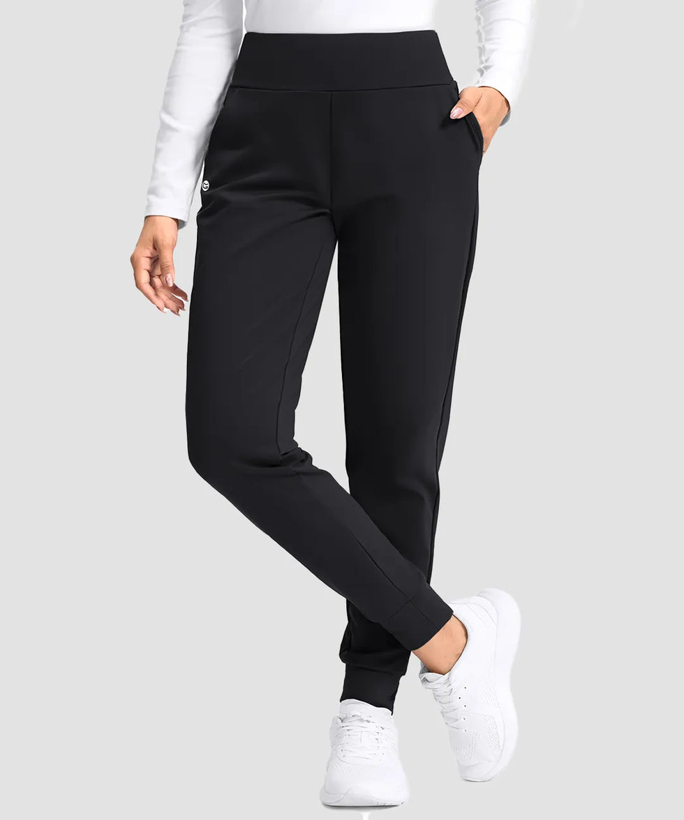 women's tall fleece-lined joggers 30'' 32'' 34'' in black - front view