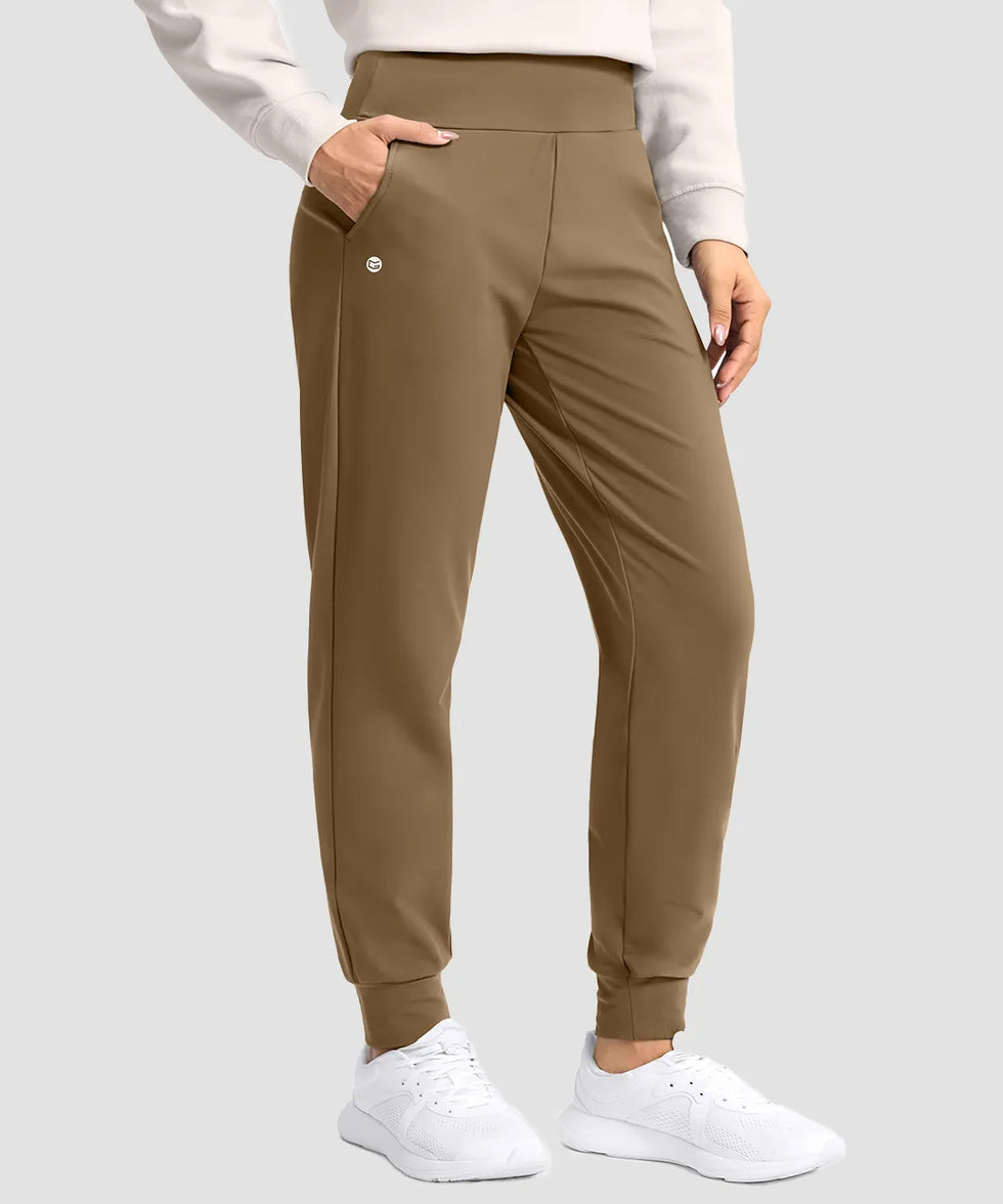 women's tall fleece-lined joggers 30'' 32'' 34'' in dark khaki - front view