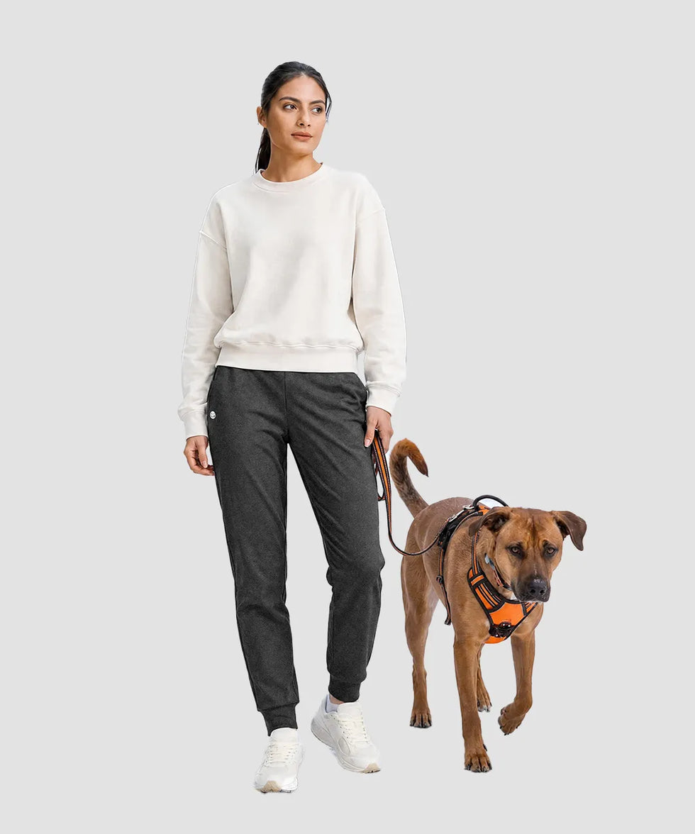 women's tall fleece-lined joggers 30'' 32'' 34'' in heather charcoal - matching outfits view