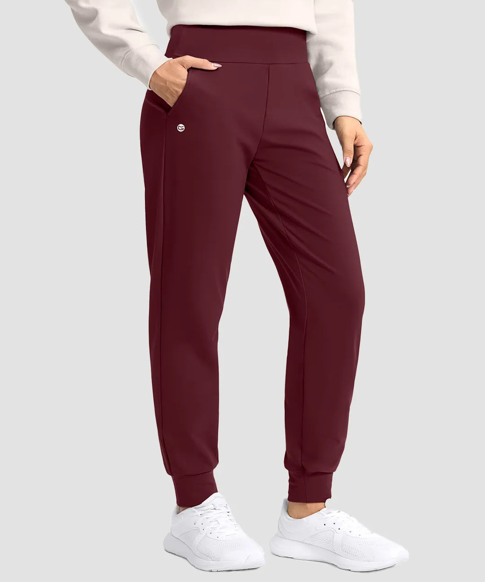 women's tall fleece-lined joggers 30'' 32'' 34'' in wine - front view