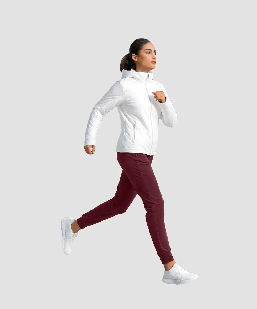 women's tall fleece-lined joggers 30'' 32'' 34'' in wine - matching outfits view