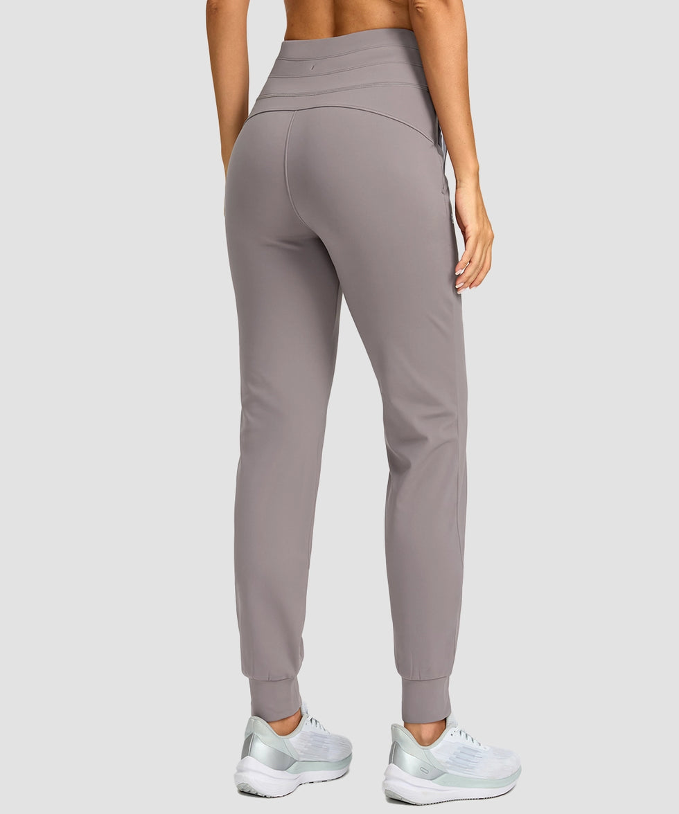 women's ultra high rise fleece-lined joggers in ash gray - back view