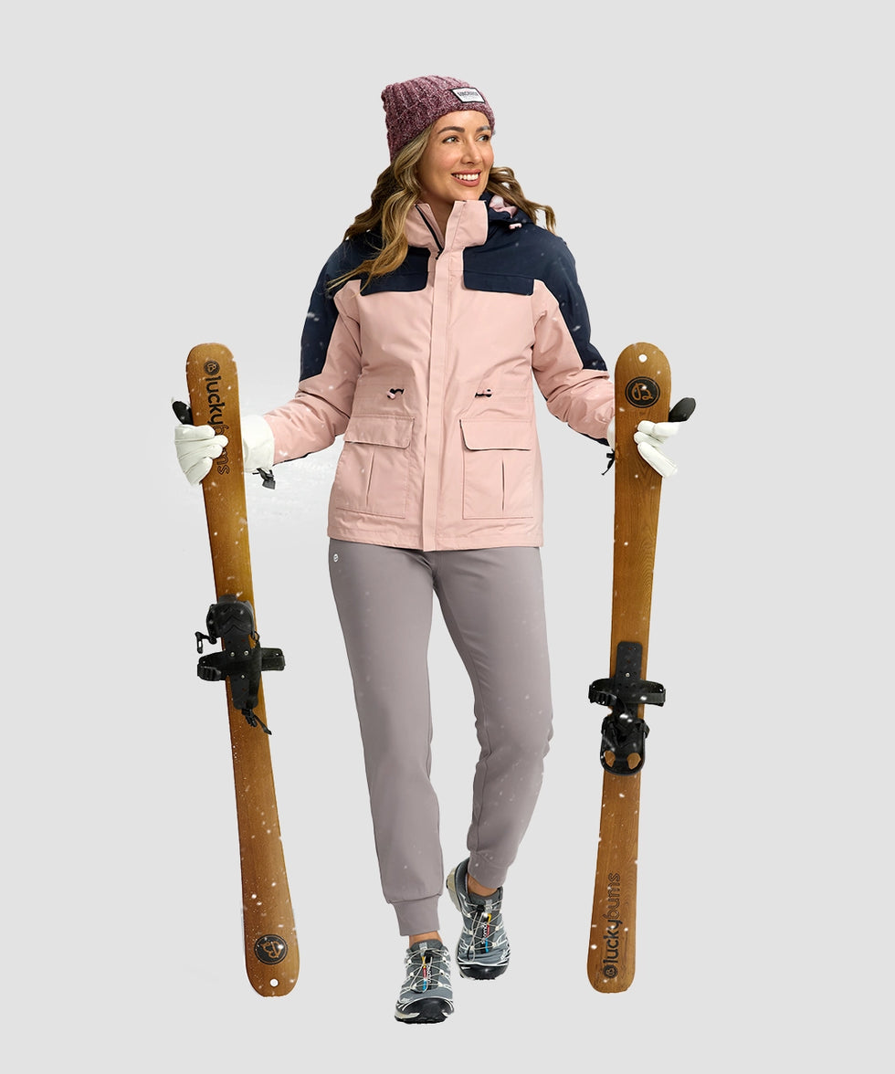 women's ultra high rise fleece-lined joggers in ash gray - front view