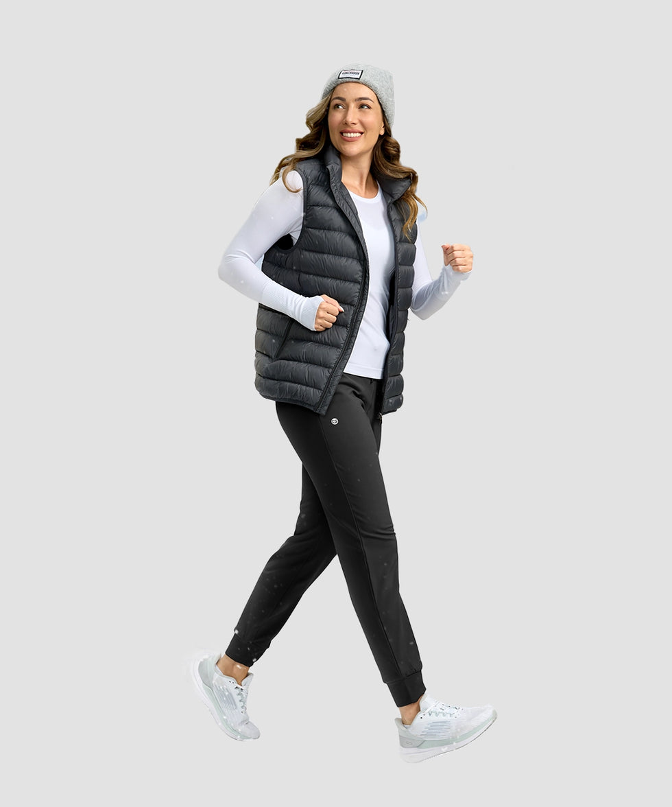 women's ultra high rise fleece-lined joggers in black - side view