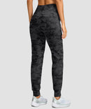 women's ultra high rise fleece-lined joggers in gray camo - back view