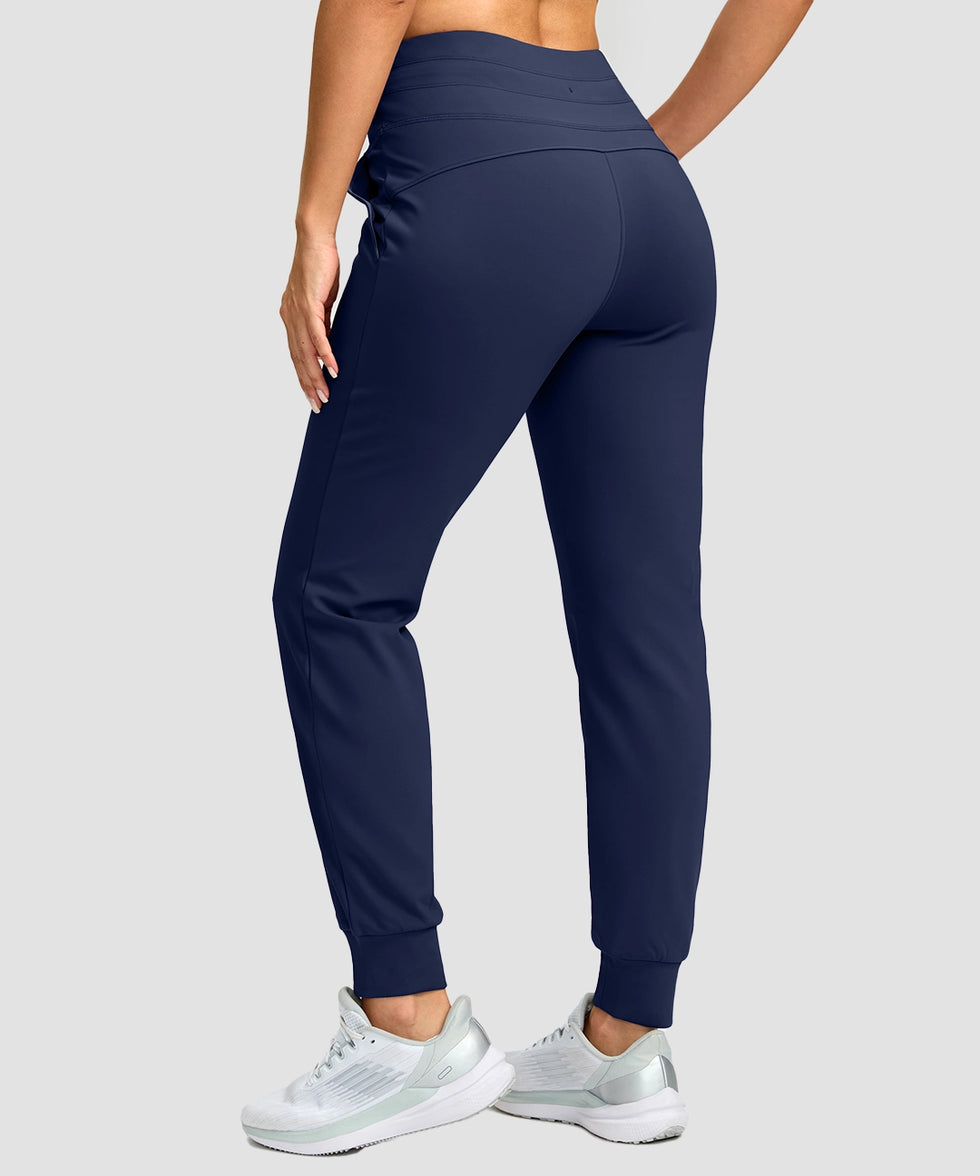 women's ultra high rise fleece-lined joggers in navy - back view