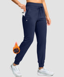 women's ultra high rise fleece-lined joggers in navy - pocket details view
