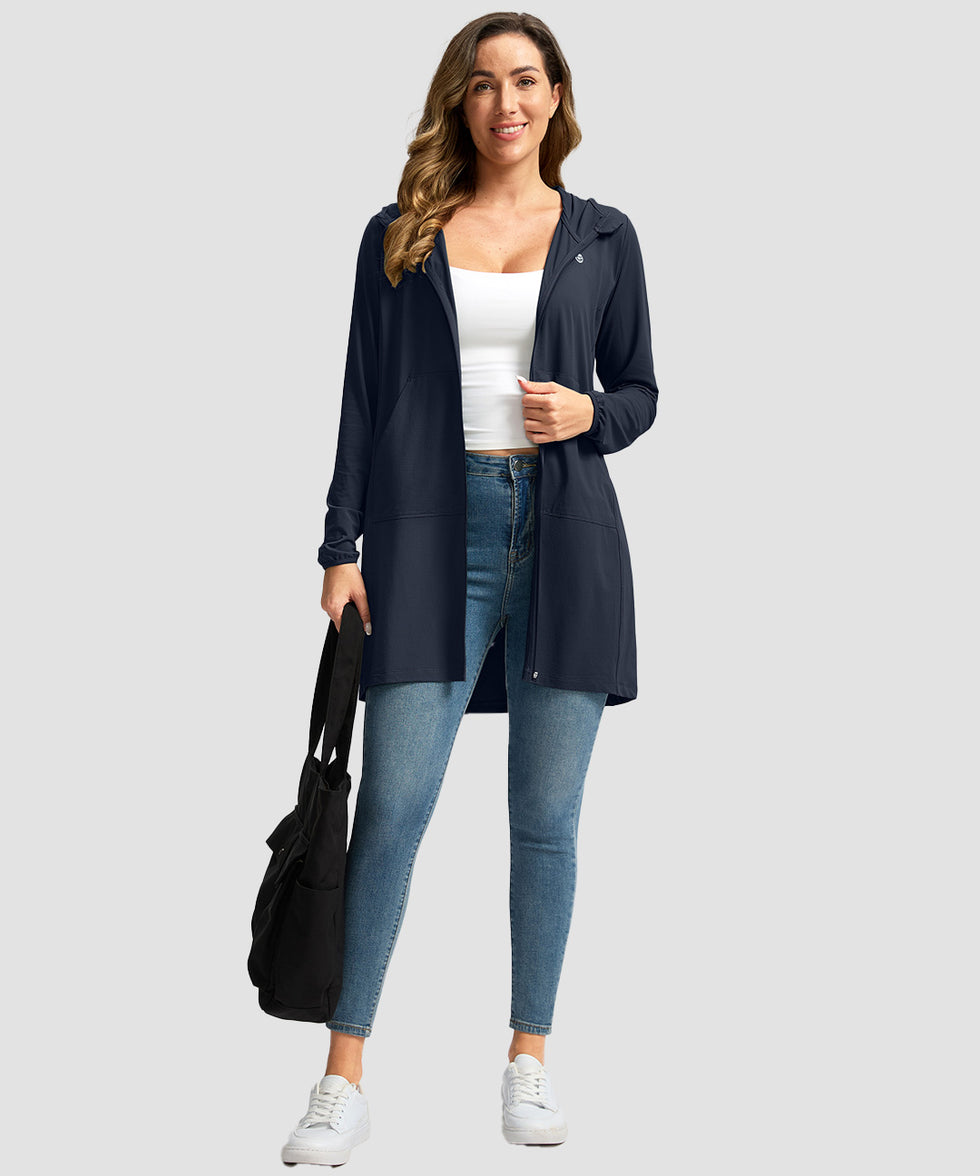 women's uv protection cover-up hoodie in navy - matching outfits view