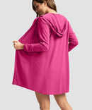women's uv protection cover-up hoodie in rosy - back view