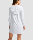 women's uv protection cover-up hoodie in white - back view