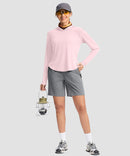 women's uv protection crew neck hoodie in light pink - matching outfits view