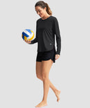 women's uv protection side slit long sleeve in black - matching outfits view