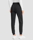 women's water-resistant fleece-lined joggers in black - back view
