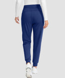women's water-resistant fleece-lined joggers in blue - back view
