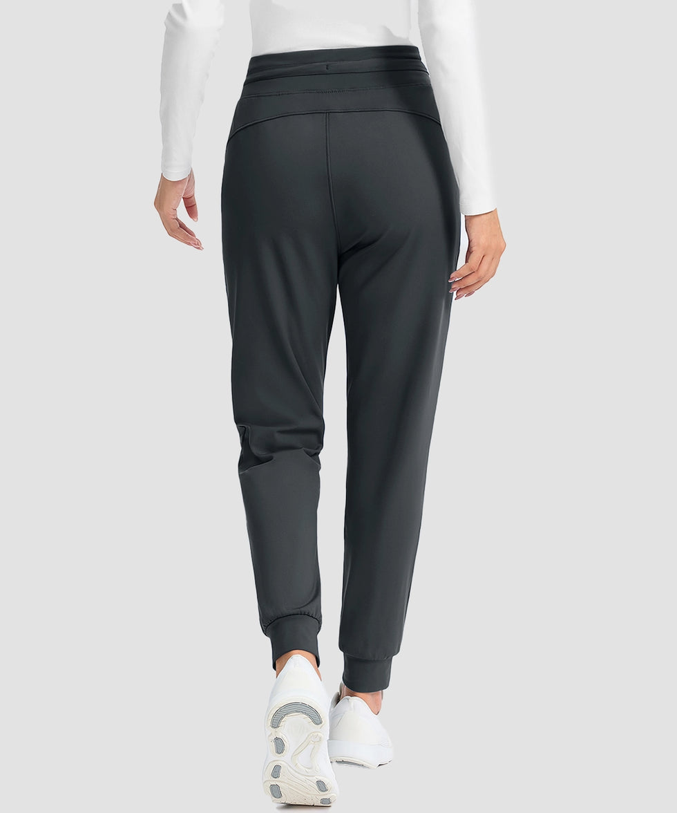 women's water-resistant fleece-lined joggers in dark gray - back view