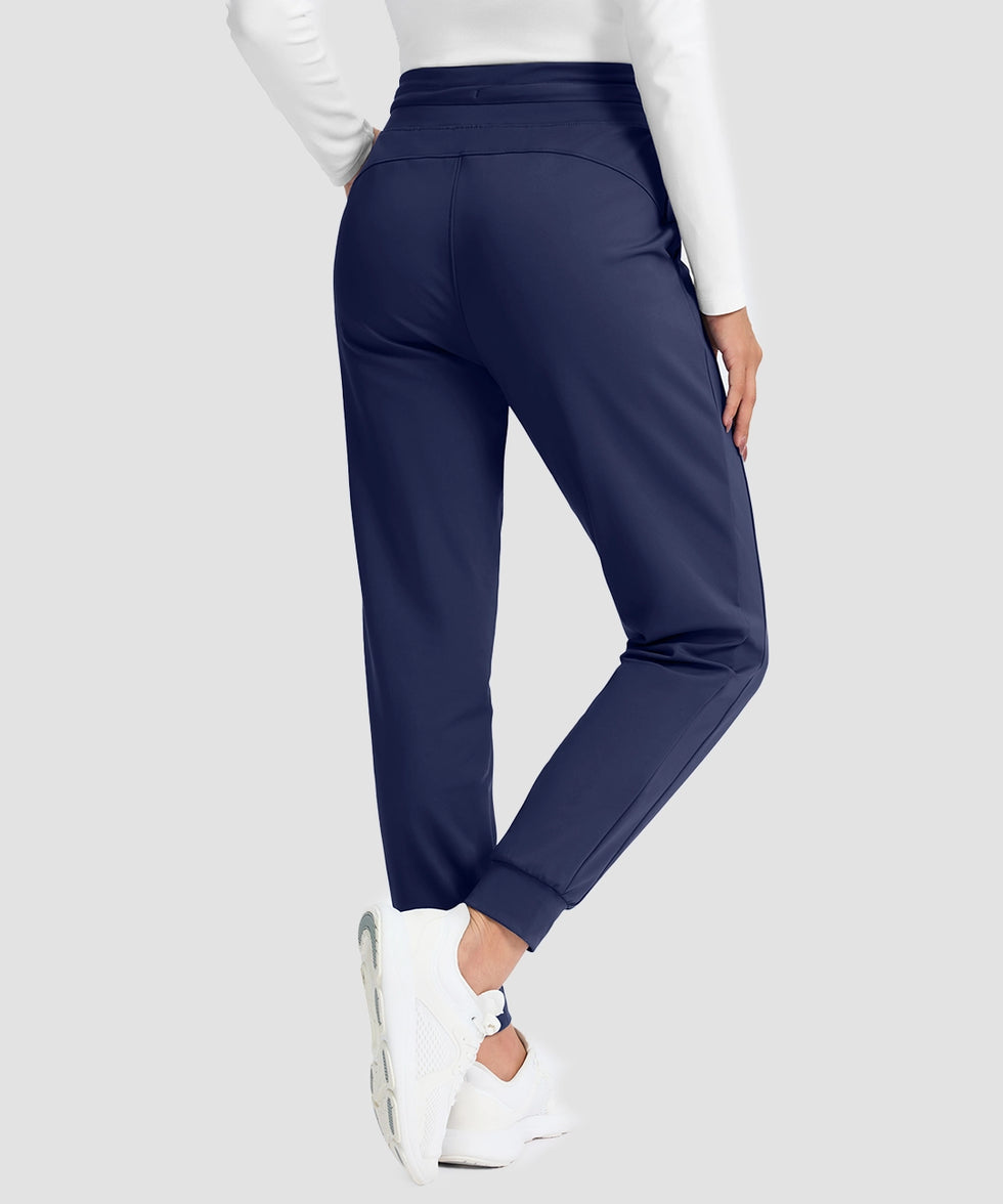 women's water-resistant fleece-lined joggers in navy - back view